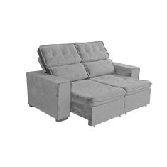 Sofá Zara 2 Metros C-encosto Ajustável E Pés Com Rodízio Cristal Anjo De Casa