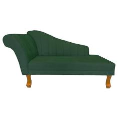 Recamier Divã Para Sala Cecilia Pés Retro Castanho 1.60cm Suede Verde 