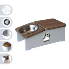 Comedouro Bebedouro Elevado Cachorro Base Hibrido PetMDF - Inox - Made