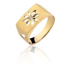 Anel Vazado Flor Com Pedra Em Ouro 18k A66 - MAEHLER JOIAS, 17, Dourad