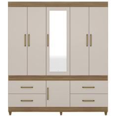 Guarda Roupa Casal 06 Portas Com Espelho 64720 Amendola Off White Demobile