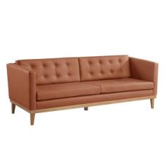 Sofá Living Hibisco 2,19M em material sintético Pés em Madeira - Bloss