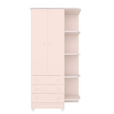 Guarda-Roupas Infantil 2 Portas 3 Gavetas e Nichos Encanto Feliz -Rosa Acetinado - ÉdeCasaMóveis