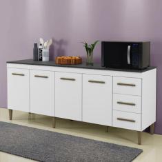 Balcão Atenas 4 Portas e 3 Gavetas Kaiki Móveis, Branco