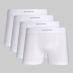 Kit 4 Cuecas Lupo Boxer Micromodal Sem Costura 00661, Branco, P