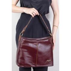 Bolsa de ombro em couro liso Flávia-Feminino