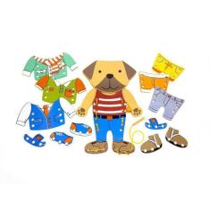 Brinquedo Educativo Madeira Alinhavo Cãozinho