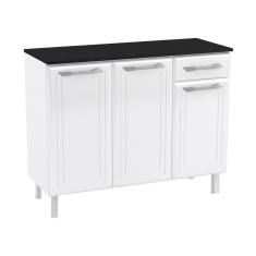 Balcão De Cozinha De Aço Triplo Com Tampo Rose Smart Branco