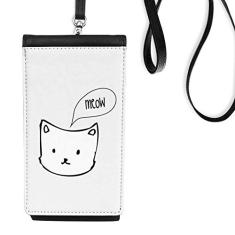 Bolsa de celular Cat Head Mewing Animal Cartoon para pendurar bolso preto