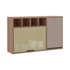 Armário Aéreo 120cm 1 Porta 1 Porta Basculante Vidro Reflect