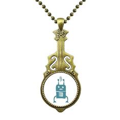 DIYthinker Colar de presente moderno estilo robô alienígena e universo, joia de guitarra antiga com pingente de música