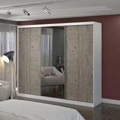 Guarda Roupa Casal com Espelho 3 Portas de Correr 4 Gavetas 1905e1 Foscarini Branco/demolição