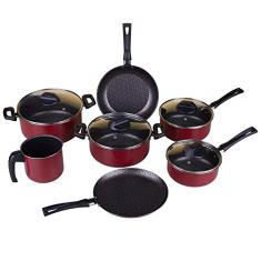 Conjunto de Panelas Antiaderente Brinox Liz Vermelho 7 Peças