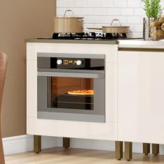 Balcão Forno de Embutir com Tampo Cooktop 100% Mdf Aurora Espresso Móveis Duna/Off White