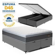 Cama Box Baú com Colchão de Espuma D45 Pillow Top Fort Comfort Queen 158cm