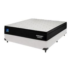 Cama Box Branco e Colchão Casal Concept Molas Ensacadas Plumatex