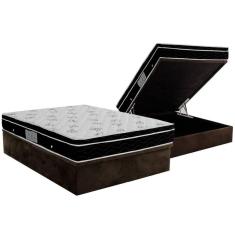 Cama Box Baú Casal: Colchão Molas Ortobom Nanolastic Physical + Base CRC Suede Brown(138x188)