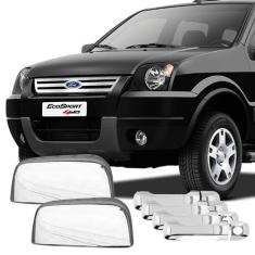 Aplique Capa Cromada Retrovisor E Macaneta Ecosport 2003/12 - Shekpart