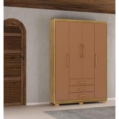 Guarda Roupa Espanha 4 Portas e 3 Gavetas - Cor Nature / Camarim  - Vi