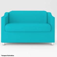 Namoradeira para Sala 2 Lugares Luiza - Terezan, Suede Azul Turquesa