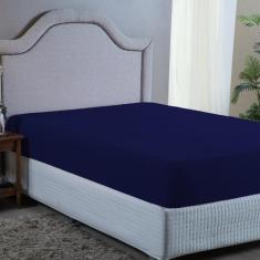 Lençol Casal com Elástico 400 Fios Micro Percal Aveludado Cama Box - N
