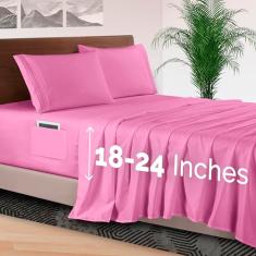 Elegant Comfort Jogo de cama de 4 peças - Roupa de cama de luxo 1500 microfibra de qualidade premium de hotel, elástico em toda a volta, lençol com elástico 45-61 cm - Lençóis com bolso extra