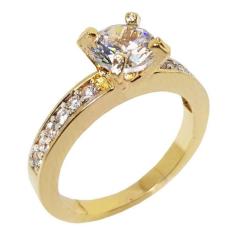 Anel Solitário Noivado Feminino Banhado Ouro 18k Zirconia Luxo - AIEVU