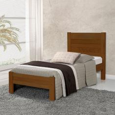 Cama com Colchão Solteiro Lara Madeira - Castanho