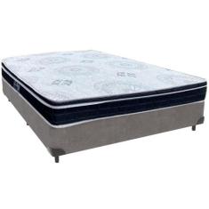 Cama Box Cinza e Colchão Orthosono D33 Com Euro Pillow  Casal Anjos