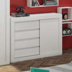 Cômoda 1 Porta de Correr 4 Gavetas Móveis Percasa Branco