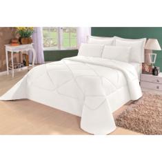 Kit Edredom + Lençol Dupla Face Casal Queen 6 Pç Branco