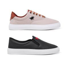 Kit 2 Pares Tênis Masculino Legítimo Polo Casual e Slip On Iate - Simo