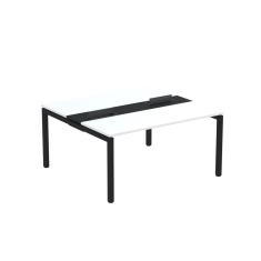 Mesa Plataforma Dupla Com Pé De Aço Para Coworking 150x140-2p Pdc15-14-2p Branco-preto