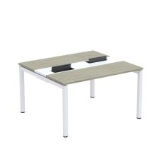 Mesa Plataforma Dupla Com Pé De Aço Para Coworking 130x120 Pdc13-12-2p Nogueira Casblanca-branco