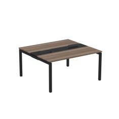 Mesa Plataforma Dupla Com Pé De Aço Para Coworking 150x140-2p Pdc15-14-2p Walnut-preto