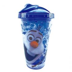Copo Com Tampa Canudo Gel Disney Frozen 450 Ml - Olaf