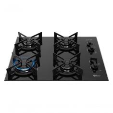 Fogão Cooktop a Gás Fischer Fit Line 36310-102671 4 Bocas Vidro Temperado Preto Acendimento Superautomático Bivolt