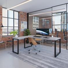 Escrivaninha Em L Yon Presidente 190x70x75 Branco-preto