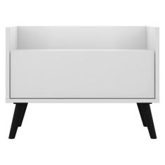 Mesa de Cabeceira 60cm com Pés Retrô Branca preta
