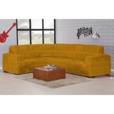 Capa De Sofá De Canto Em Malha Gel 21 Elásticos Mostarda