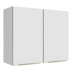 Armário Aéreo Madesa Lux 80 cm 2 Portas - Branco/Branco Veludo