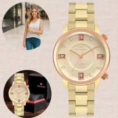 Relógio de Pulso Technos Rocks Feminino Analógico Dourado a Prova Dágu