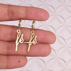 Brinco De Argolinha Fé Folheado A Ouro 18K