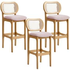 Kit 03 Banquetas Altas Para Cozinha Bancada Sala Tela Betta Fixa L02 S