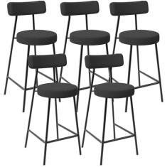 Kit 05 Banquetas Baixa Para Cozinha Sala De Jantar Bancada Milão L02 B