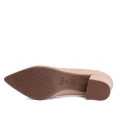 Sapato Feminino Vizzano Bico Fino Salto Bloco Bege, Bege, 36
