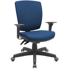 Cadeira De Escritório Diretor Office Base Giratória Preto Alta Flexi P03 Poliéster Azul - Lyam