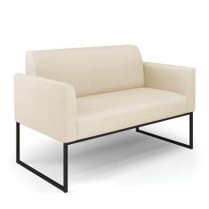 Sofá Namoradeira Base Industrial Preto Marisa Linho Cor A27 Areia