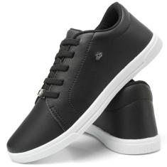 Tenis Feminino Casual Izalu Branco Preto, Preto, 35