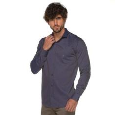 Camisa Social Manga Longa Slim Algodão Trabalhado Moderna-Masculino